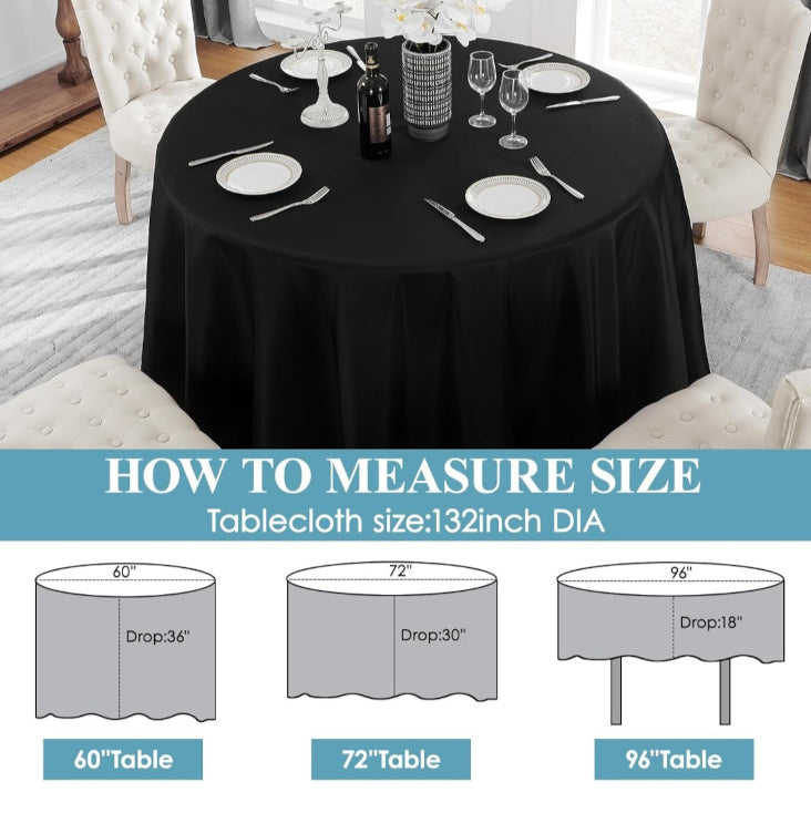 Black Linen Tablecloths (132 inches)