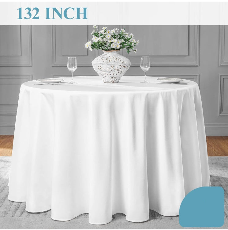 White Linen Tablecloths (132 inches)