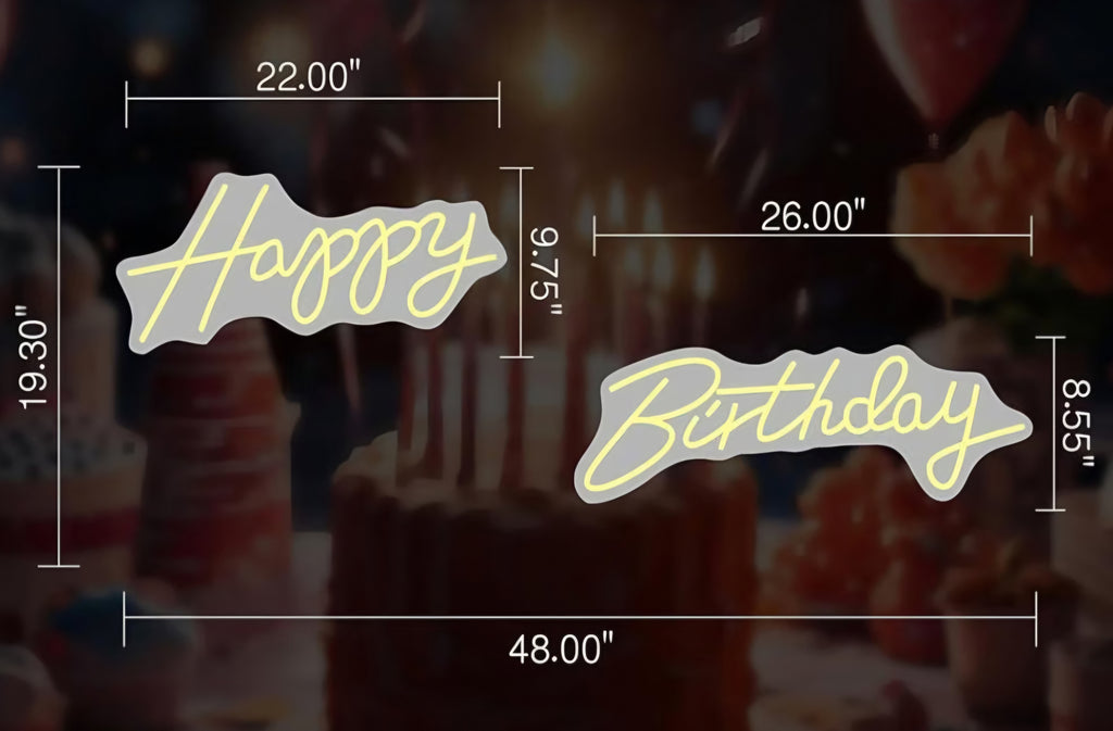 Neon Happy Birthday Sign Full Length: 48 inches