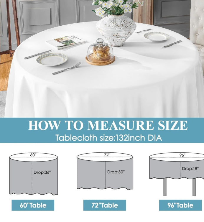 White Linen Tablecloths (132 inches)